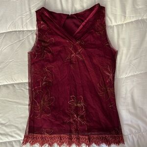 Only Hearts Women’s Sleeveless Blouse Burgundy - Size L